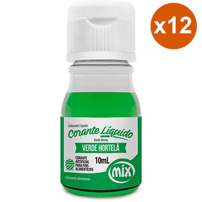 Corante Alim Liq Mix Verde Hortela 12x10ml