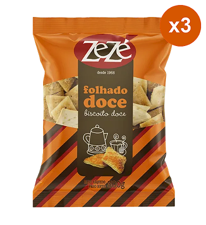 Biscoito Zeze Folhado Doce 3x300g