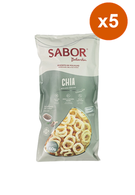 ROSCA DE POLVILHO SABOR CHIA SEM LACTOSE 5X60g