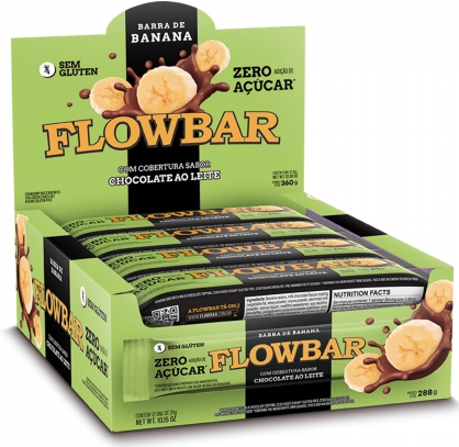 Barra de Banana Flowbar Zero Aç ao Leite 24x24g