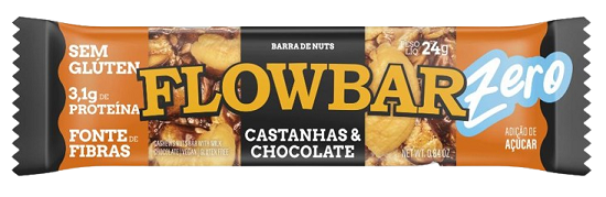 Barra Nuts Flowbar Cast c/ Choc Zero Acucar 12x24g