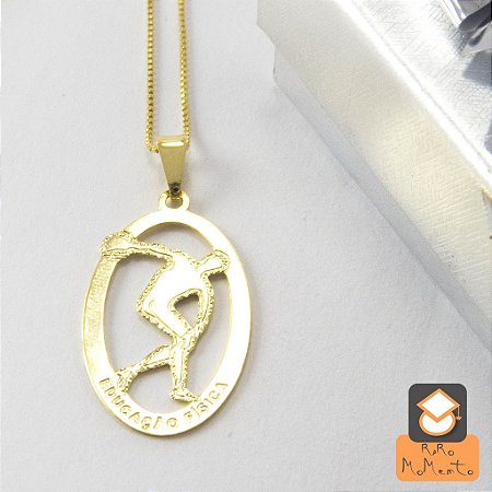 Colar Educação Física - Folheado a Ouro