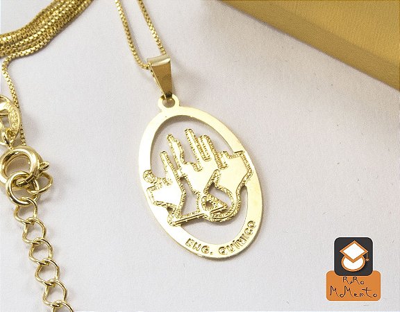 Colar Engenharia Química - Folheado a Ouro