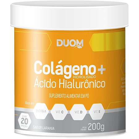 Colágeno Hidrolisado + Ácido Hialurônico 200g Sabor Laranja Duom