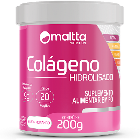 Colágeno Hidrolisado com Vitaminas Sabor Morango 200g