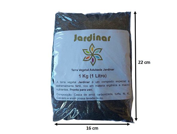 1 Kg (1 Litro) de Terra Adubada para Plantas em Jardins e Vasos, Substrato Orgânico