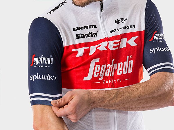 Camiseta masculina de corrida réplica da Equipe Trek-Segafredo fabricada pela Santini