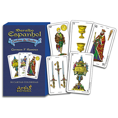 Baralho Espanhol Tarô Cartas Da Sorte Com Manual 50 Cartas