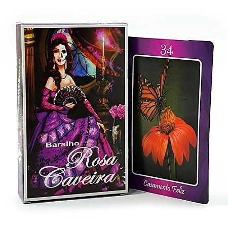 Baralho Tarô Rosa Caveira 36 Cartas com Manual Explicativo