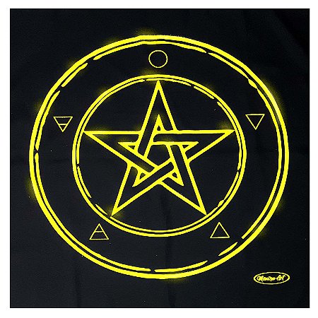 Toalha Wicca Pentagrama Toalha Tarô Brilho Série Ouro 70CM