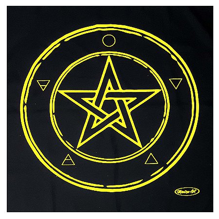 Toalha Wicca Pentagrama Toalha Tarô com Brilho Pto/Am 70CM