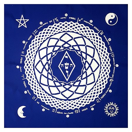 Toalha para Tarô Elemental 4 elementos com Brilho AZ Branco