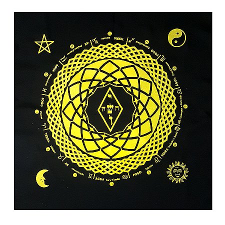 Toalha para Tarô Elemental 4 elementos com Brilho Amarela