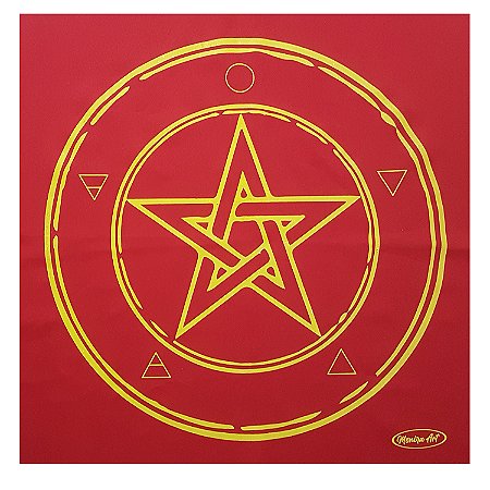 Toalha Wicca Pentagrama Toalha Tarô Vermelha com Brilho 70CM