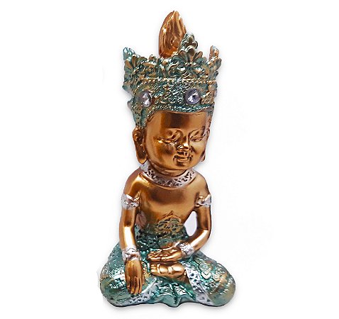 Buda Tailandês da Prosperidade Contemplando Azul12cm