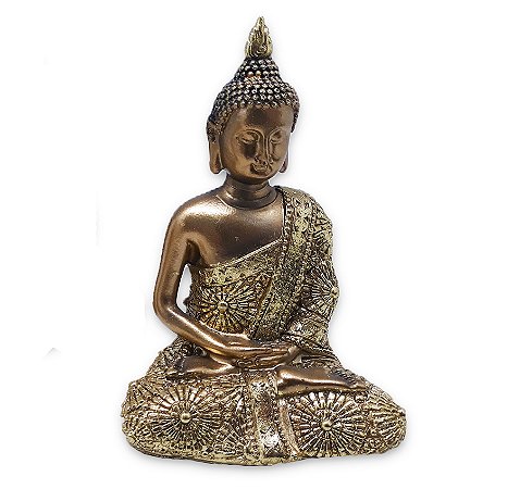 Buda Tailandês Yoga Refletindo Buda Cobre Brilhante 12 cm