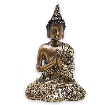 Buda Tailandês Yoga Orando Buda Cobre Brilhante 12 cm