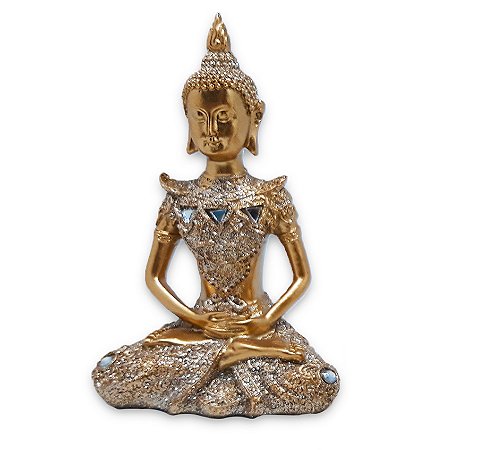 Buda da Reflexão Yoga Refletindo Buda Gold Brilhante 12 cm