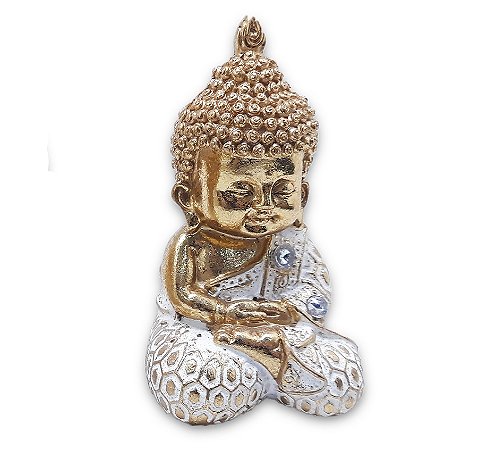 Baby Buda da Sabedoria Buda Repousando Brilhante Gold 9 cm