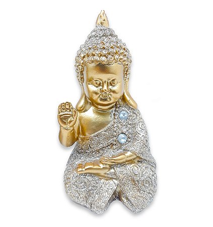Baby Buda Tailandês Rezando Buda Acenando Brilhante 10 cm