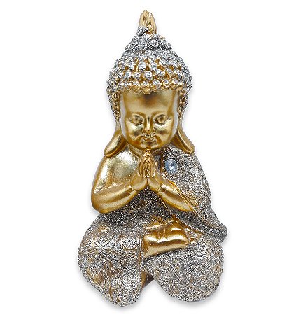 Baby Buda Tailandês Rezando Buda Orando Brilhante 10 cm