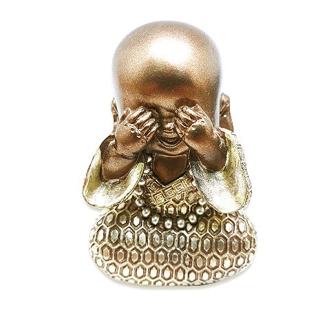 Estátua Buda Ceguinho Estatueta Monge 9 cm Dourado