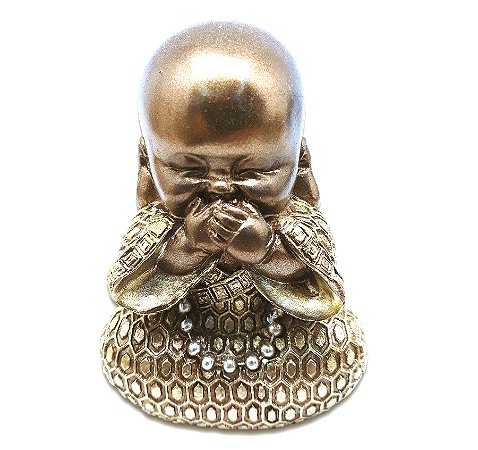 Estátua Buda Mudinho Estatueta Monge 9 cm Dourado
