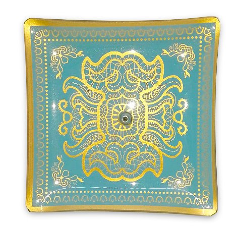 Incensário Indiano de Vidro em Verniz Azul bebe 11cm