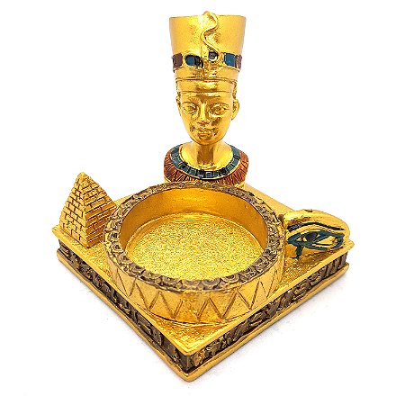 Incensário Vareta Egípcio Rei Egípcio c/ Porta Velas Dourado