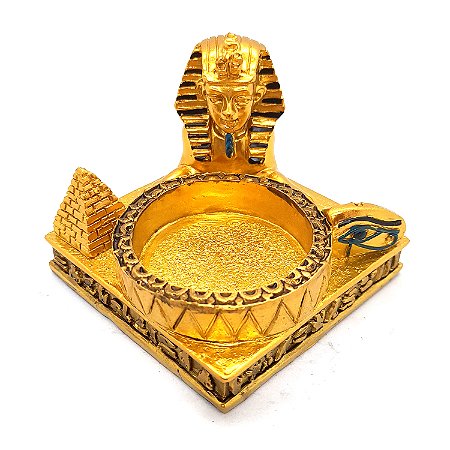 Incensário Vareta Egípcio Esfinge com Porta Velas Dourado P