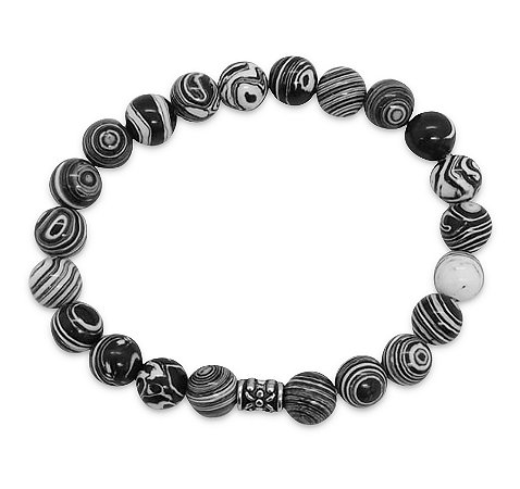 Pulseira  de Pedras Naturais Malaquita Branca