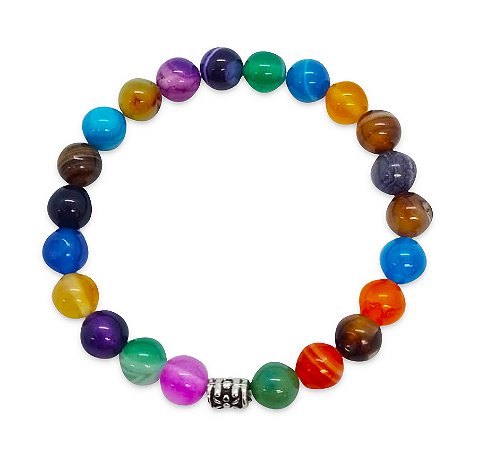 Pulseira  de Pedras Naturais Ágata Colorida