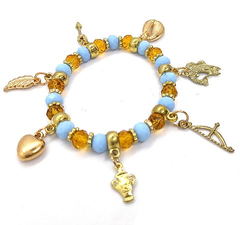 Pulseira Orixá Logunedé Riqueza Umbanda Candomblé Ajustável