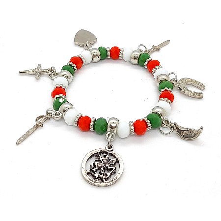 Pulseira São Jorge Vermelha Verde e Vermelha Ajustável
