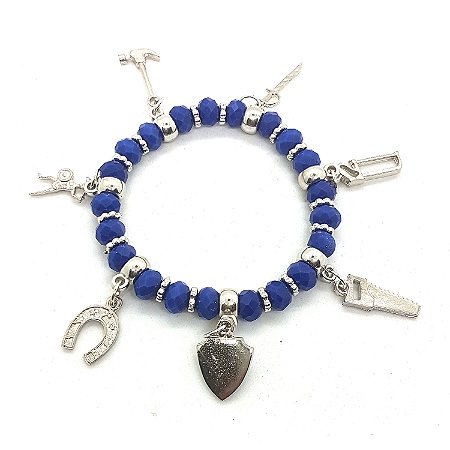 Pulseira Ogum Orixás Umbanda Candomblé Azul Ajustável