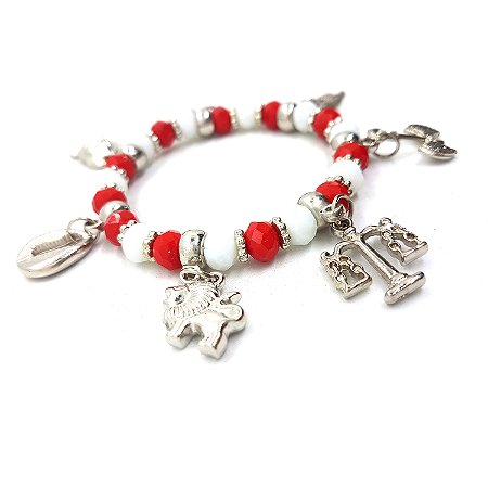 Pulseira Xangô Orixás Umbanda  Ajustável Branca e Vermelha