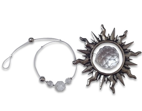 Fio de Luz Sol com Cristal facetado Decorativo Metal