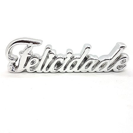 Palavra Felicidade Cerâmica Decorativa Enfeite Sala Prata