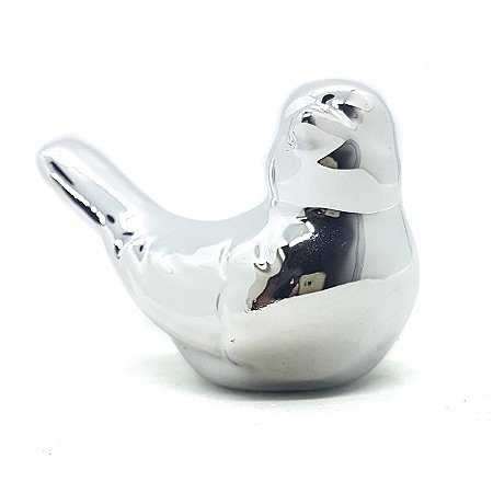 Pássaro de Porcelana Prateado Enfeite Mesa Pássaro Charmoso