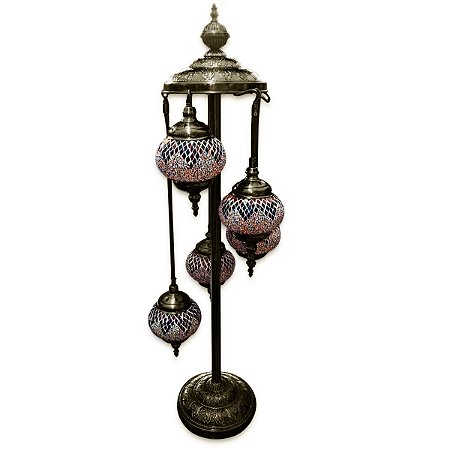 Abajur Turco de Chão Mosaico Metal E Vidro Mesclado 97 Cm