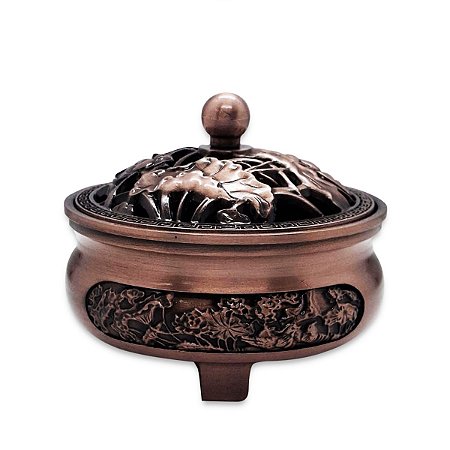 Turíbulo Incensário de Mesa Rose em Metal Brilhante 8 cm
