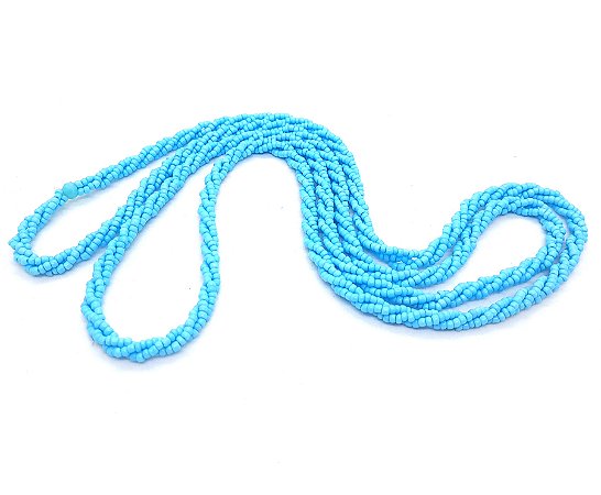 Guia Brajá 3 Fios Trançado Ogum Azul 60 cm Umbanda