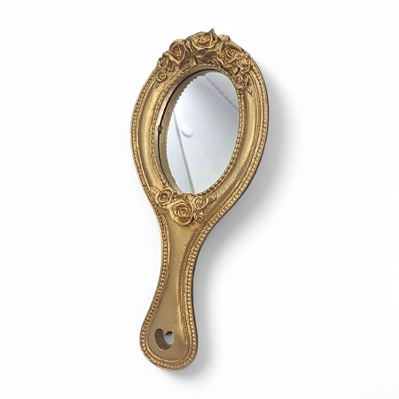 Espelho Pequeno Dourado Brilhante Umbanda Candomblé 13 cm