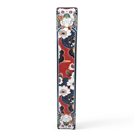 Incensário Gato Maneki-neko Floral Energia Espiritual 22 cm