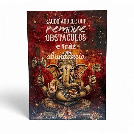 Placa Decorativa Ganesha Espiritual Mdf Fita DuplaFace 27 cm