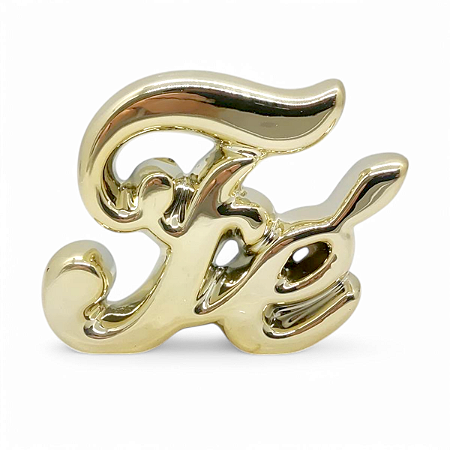 Palavra Fé Dourado de Mesa Decorativa Enfeite Detalhado  8cm
