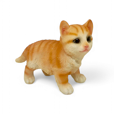 Estatueta Delicada Gatinho Laranja Detalhado 14 cm