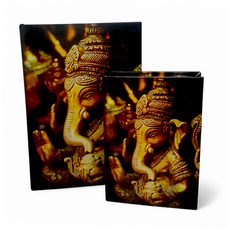 Kit 2 Caixas Livros Porta Objetos Ganesha Deus Hindu 25 cm