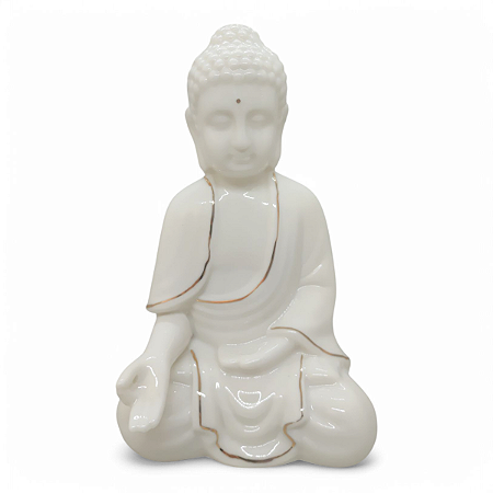 Estátueta Buda Tibetano Luminária Porcelana 19 cm