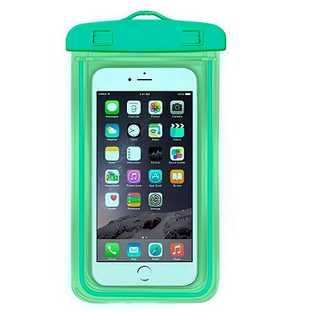 Capa de Celular Transparente Verde Prova Dágua Universal